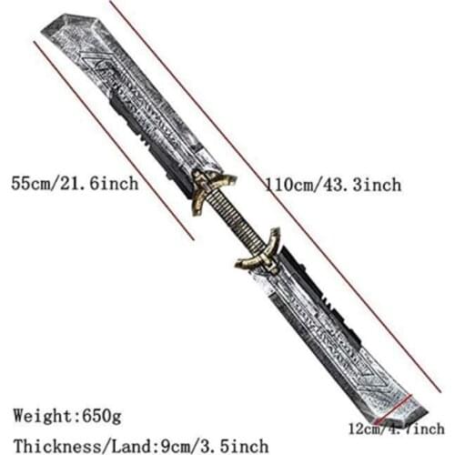 Length 1.1m Double-edged Sword Cosplay Figure Model Accessory Halloween Props PU