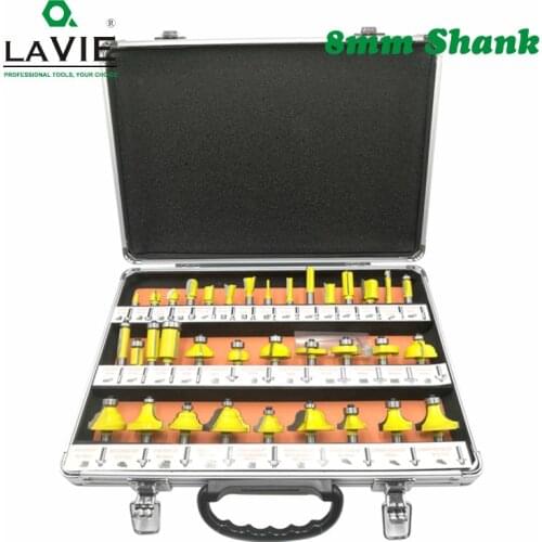35PCS 8mm Shank Woodworking Router Bits Flush Straight Chamfer Trimming Bits DIY Milling Cutter for Wood Engraving Tool MC02008