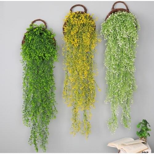 Gypsophila Artificial Plants 2Pcs Hanging Plant Tropical Leaves Greenery Backdrop Shelf Home Wall Decor Bathroom Accessories