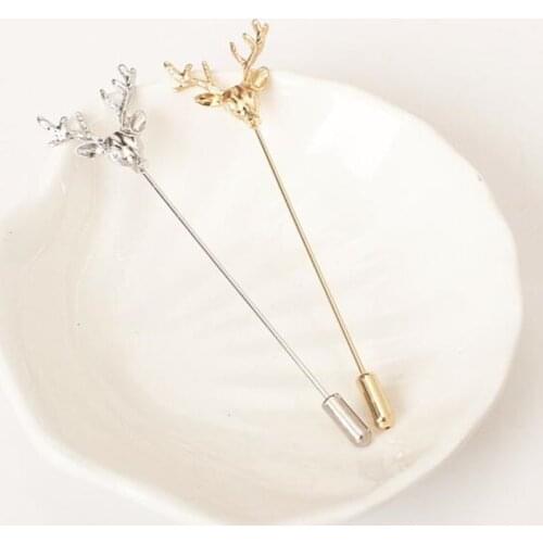Hot Retro Deer Brooches Collar clip Men women buckle Corsage Lapel Collar Pin Men 's business suit buckle Trendy Lapel Pin 1pcs