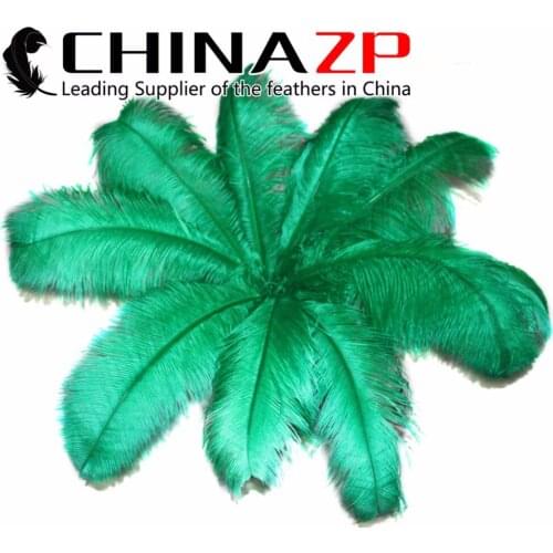 CHINAZP Factory Large Size from 28inch to 30inch (70-75cm) 50pcs/lot Top Quality Dyed Green Ostrich Feathers
