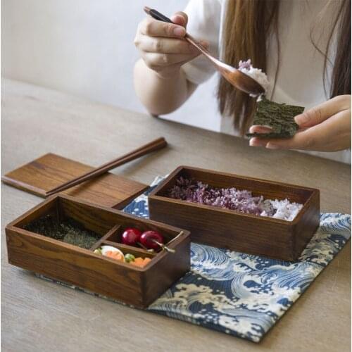 Japanese cuisine bento box camphor double solid wood and a sushi box for sushi boxes