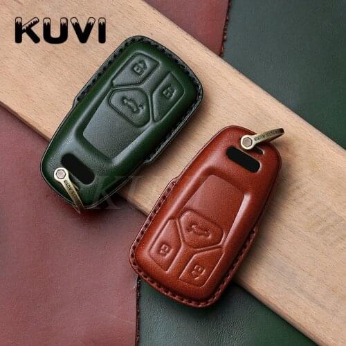 Leather Car Remote Key Cover Case Shell For Audi A4 B9 A5 A6L A6 S4 S5 S7 8W Q7 4M Q5 TT TTS RS Coupe Styling Accessories