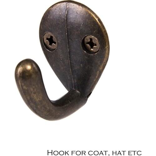 Zinc alloy material antique bronze color coat hat etc home use wall mount garment single hook holder