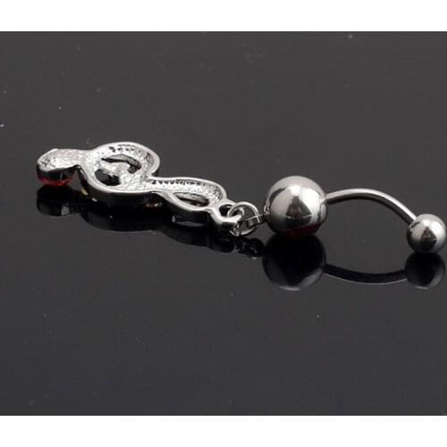 Fashion Surgical Steel Rhinestone Music Note Long Dangle Navel Belly Button Ring Bar Body Jewelry Piercing C66