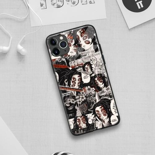 Kokushibou Kimetsu No Yaiba Anime Soft Silicone Glass Phone Case for IPhone SE 6s 7 8 Plus X Xr Xs 11 12 Mini Pro Max Samsung