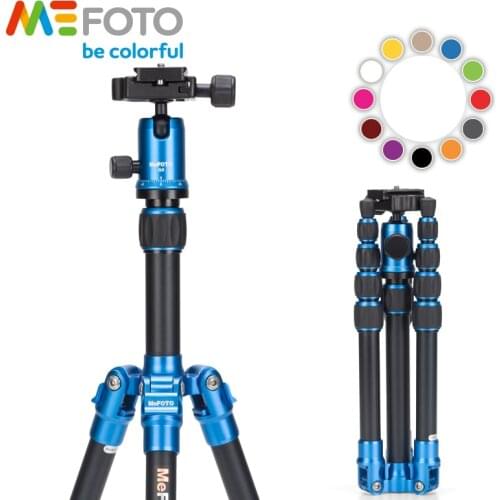 MeFOTO A0350Q0 BackPacker Travel Tripod Kits Aluminum Professional Camera Holder Tripods Ball Head 5 Section Tripe Bag 12 Color