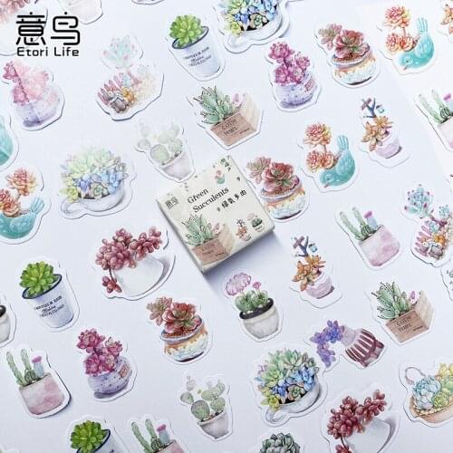 45pcs/lot Mint Plant Adhesive Stationery Sticker Diy Album Scrapbooking Diary Planner Journal Sticker Decorative Label Kids