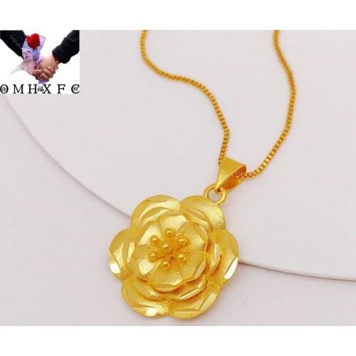 OMHXFC Jewelry Wholesale YM684 European Fashion Fine Hot Woman Girl Party Birthday Wedding Gift Flower 24KT Gold Pendant Charm