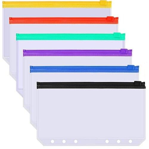 2pcs/lot File Organizer Storage Folder Standard Transparent PVC Loose Leaf Pouch with Self-Styled Zipper Filing Binder Document