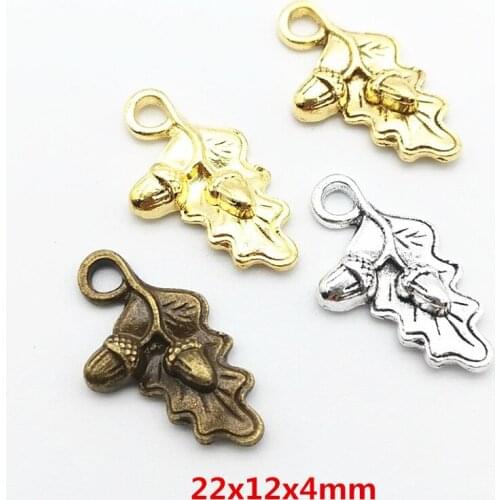 100pcs 22X11MM Antique Silver Color Leaf Acorn Charms Vintage Pine Cone Pendant for Bracelet Necklace Earring DIY Jewelry Making