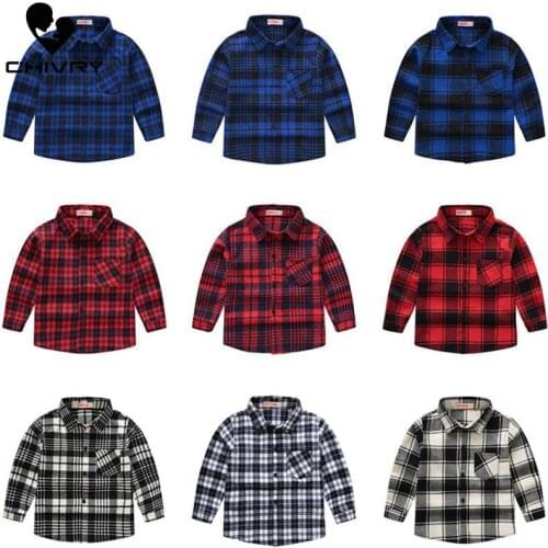 Spring Autumn 2020 New Boys Long Sleeve Classic Plaid Lapel Shirts Tops with Pocket Baby Boys Girls Casual Shirt Kids Clothing