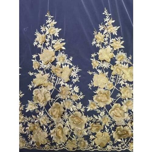 DIY 3M new High Quality African French Lace Fabric Renda Tulle Lace Fabric For lace Wedding dress evening lace In yellow 5y