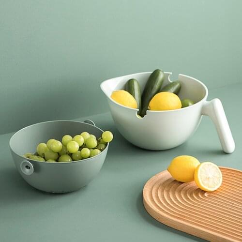Nordic Two in One Handheld Storage Basket Drain Bowl Vegetable Fruit Basket Home Organizer Kitchen Accessories For Snack Cookies