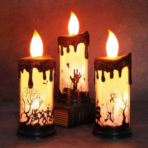 Halloween Candle Lamp Holiday Bar Party Supplies Skeleton Happy Halloween Table Top Decoration Light Prop Home Decor