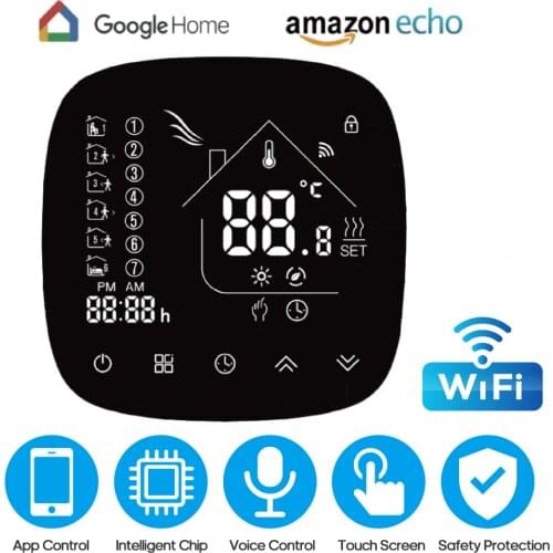 Wifi Thermostat with Touchscreen Programmable Thermostat Temperature Controller for Water/Boiler Heating For echo Google Home
