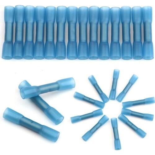 20Pcs Heat Shrink Butt Connectors Cable Crimp Terminals Electrical Wire Splice Connector Ternimal Kit AWG 26-10 Blue Yellow