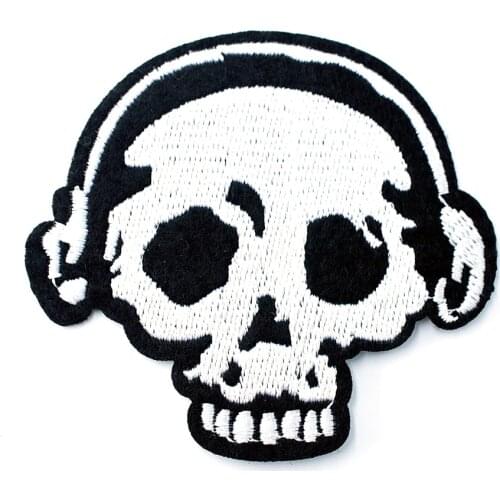 Skull Music (Size:7.3x5.6cm) DIY Cloth Badges Mend Decorate Patch Jeans Jackets Bag Clothes Apparel Sewing Decoration Applique