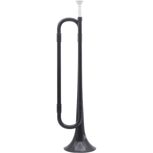 B Flat Bugle Cavalry Trumpet Environmentally Friendly Plastic with Mouthpiece for Band School Student Black color