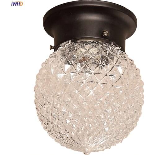 IWHD Nordic Vintage Glass LED Ceiling Lights For Kitchen Hallway Balcony Porch Retro Ceiling Lamp Plafon LED Lamparas De Techo