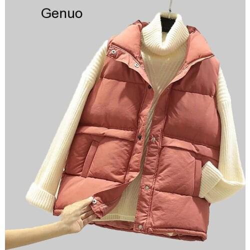 Women Sleeveless Vest Winter Warm Plus Size 2Xl Down Cotton Padded Jacket Female Veats Mandarin Collar Sleeveless Waistcoat