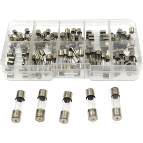 100Pcs Set 5X20mm Quick Blow Glass Tube Fuses Assorted Kits Fast-Blow Glass Fuses 0.2A 0.5A 1A 2A 3A 5A 8A 10A 15A 20A