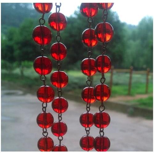 2m/lot crystal garland bead wedding strand Christmas party home door curtain red color free shipping