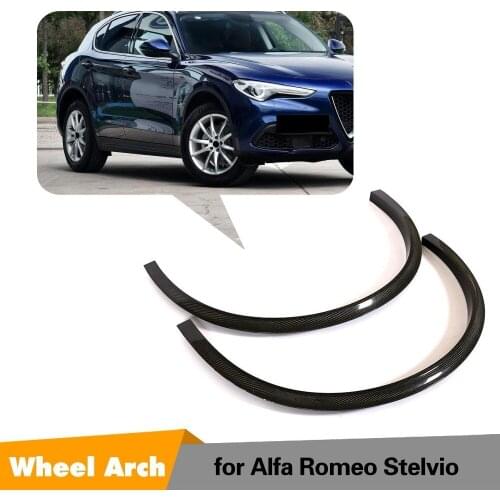 2pcs Front Mudguards For 2017-2018 Alfa Romeo Stelvio Carbon Fiber Wheel Fender Flares Eyebrow Protector Sticker