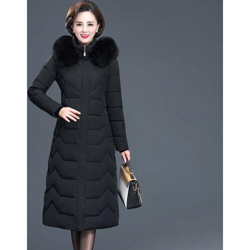 2021 Long Slim Fur Coats Hooded Winter Down Heavy Jackets Thick Warm Oversize Cotton Padded Wadded Parkas Outwear Abrigo Mujer
