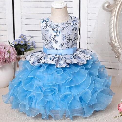 2021 New baby girl wedding party Bridesmaid Dress Princess Birthday Party performance ball embroidery cake mesh dress