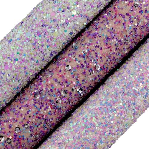30X134cm Purple Mix Chunky Glitter Fabric Roll Faux Synthetic Leather For Bows Earrings Bags DIY Honghuxing CN125