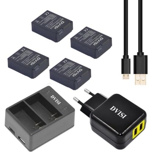 4pcs AHDBT-301 Rechargeable Battery with USB Dual Charger AHDBT-302 for Gopro Hero 3/3 Hero3 Hero3 Go Pro+EU/US AC Adapter