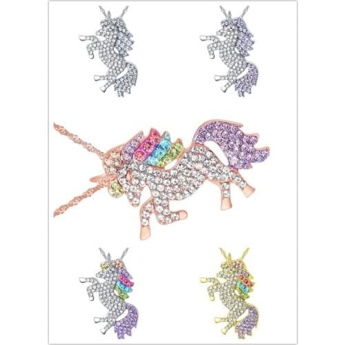 5coloe New Crystal from Swarovskis Sky Horse Necklace Micro Inlay Unicorn Pendant Fit Women Fine jewelry For Party as Cute gifts