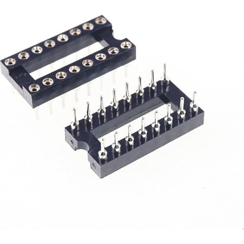 5pcs 0.100" 2.54mm Pitch IC socket Narrow 16 Position 2x8 16 Pin machine Pin Row spacing 7.62mm DIP Through hole solder