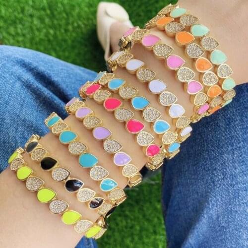 5pcs/lot New design colorful cz/enamel bangle,plated cubic zircon bracelet,popular bracelet cheap wholesale