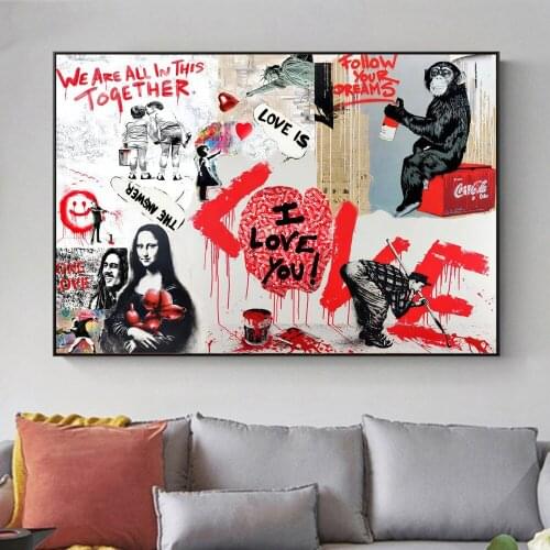 Abstract Banksy Collection Graffiti Street Art Painting Posters On Canvas Wall Art Prints Love Decorative Pictures For Room