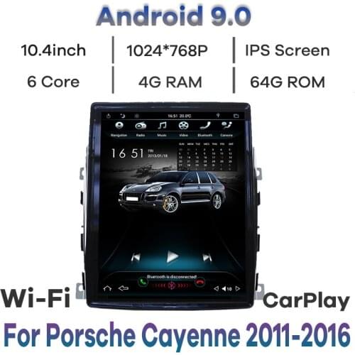 10.4'' 6-Core Android 9.0 Verticial Screen Car Radio Navigation for Porsche Cayenne 2011-2016 GPS Multimedia Player DSP Carplay