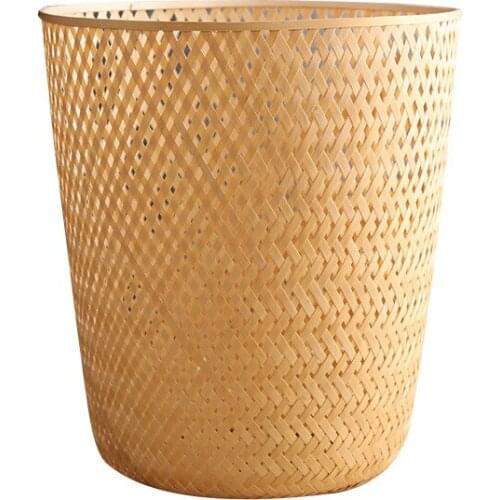 Handmade Bamboo Trash Can Household Living Room Creative Trash Chinese Retro Environmentally Friendly Flower Arrangement Basket