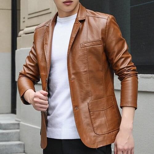 Fall Spring Casual Smart Mens Male Black Wine Red Suit Collar Blazer Coat , Man Faux Pu Leather Blazers 6xl Coats for Men