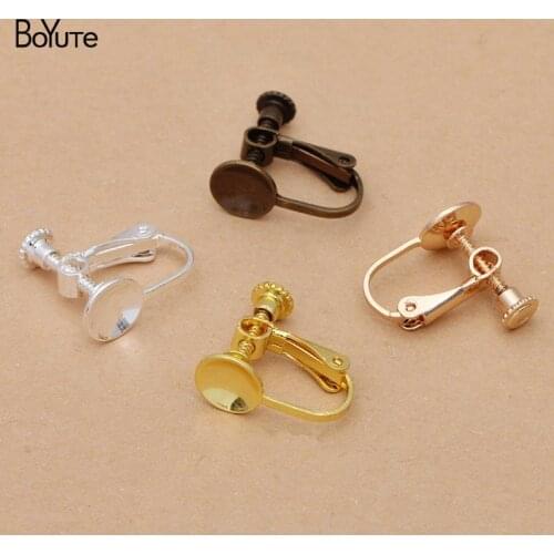 BoYuTe (20 Pieces/Lot) Metal Brass No Pierced Ear Clip with 8MM Base Blank Settings Diy Earring Jewelry Accessories Parts