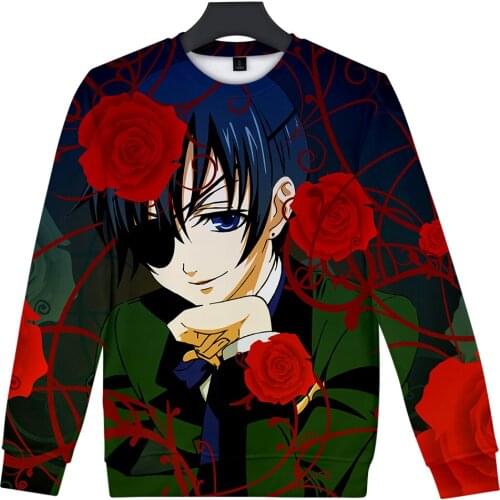 Black Butler Capless Hoodies Men/Women Aikooki Newest Fashion Harajuku Style Anime Hoodie Print Black Butler Pullover Sweatshirt