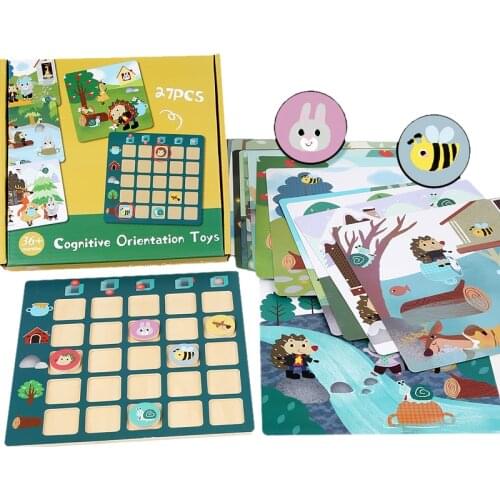 Children Montessori Logic Thinking Boards Games Math Toys Set Animal Direction Cognition Matching Games Educational Wooden Toys