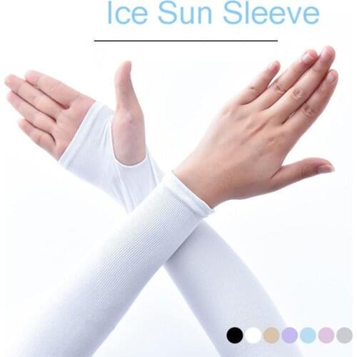 Long Gloves Sun UV Protection Hand Protector Cover Arm Sleeves Ice Silk Sunscreen Sleeves Outdoor Arm Warmer Half Finger Sleeves