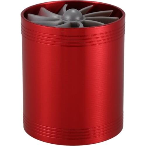 Double Turbine Turbo Charger Air Intake Gas Fuel Saver Fan for Car (red)