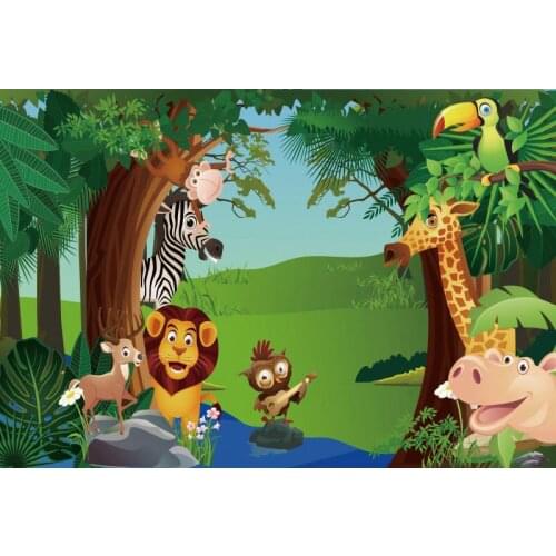 JUngle Animal Lion Wild Boar Zebra Giraffe Birthday Party Photo Studio Decoration Vinyl Photography Props Decoration Background
