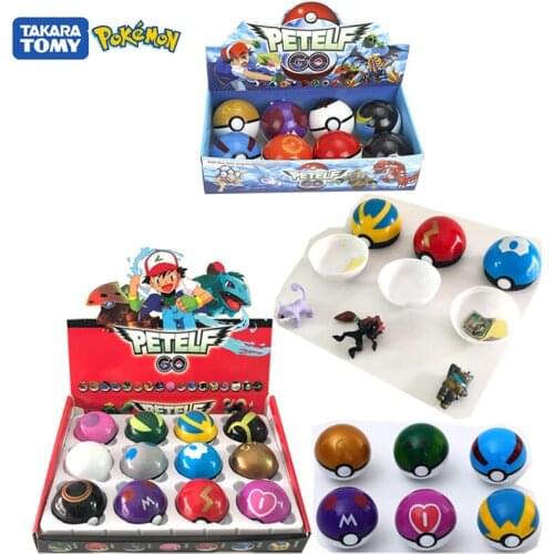 Genuine Pokemon 12 Pcs/Set Pikachu Action Figure With Box 7CM Pet Elf Ball Model Toy Pokémon Go Monster Poke Balls Figurine Toys