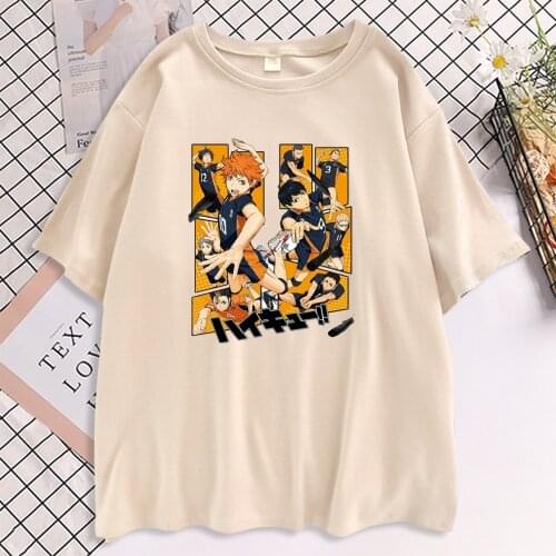Women Haikyuu T Shirt Fly High School Japan Anime Short Sleeve Harajuku Hip Hop Volleyball Club T Shirts Summer Tops Tshirt