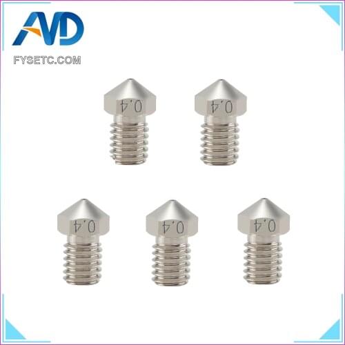 FYSETC 5pcs E3D Nickel Plating Copper Nozzle Durable non-stick High Performance for 3D Printers Hotend Thread for E3D V6 Hotend