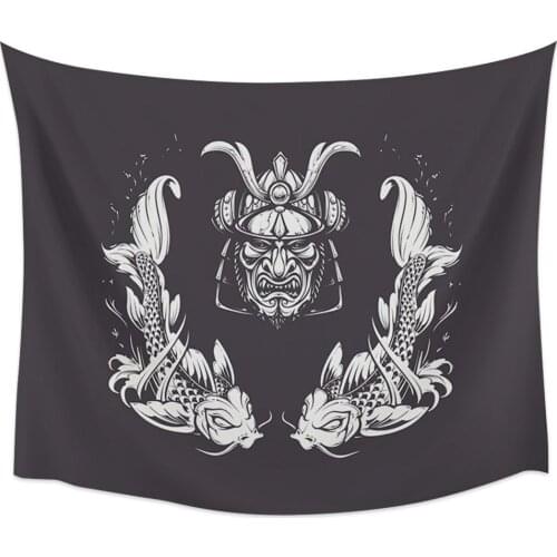 Goohome Japanese Samurai Warrior Tapestries Wall Decor Bedspread Wall Art Bedding Blanket Curtain Scarf Towel Wrinkle-Resistant