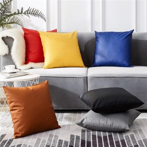 GY0783 Solid Colors PU Cushion Case (No filling)Polyester Home Decor Bedroom Decorative Sofa Car Throw Pillows